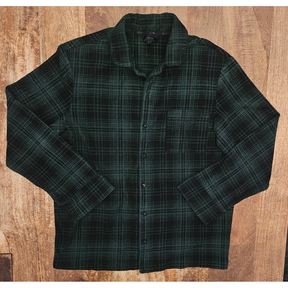 Skims Sleeper Top Women's S Green Black Plaid Flannel Button Up Cozy Soft